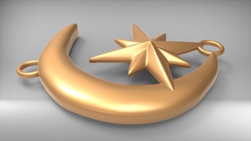 Crescent Moon North Star Necklace Charm Pendant Jewelry 3D print model_29