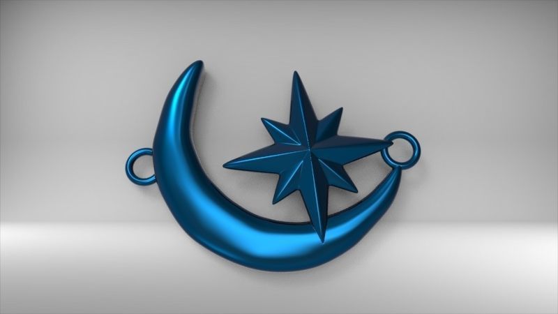 Crescent Moon North Star Necklace Charm Pendant Jewelry 3D print model_19
