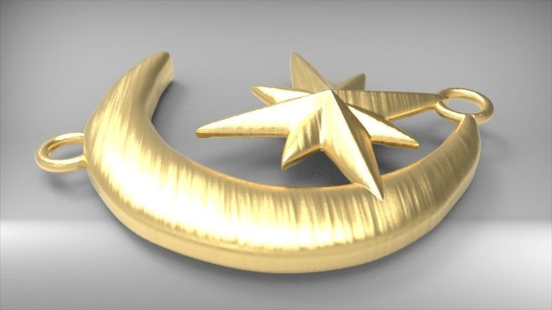 Crescent Moon North Star Necklace Charm Pendant Jewelry 3D print model_26