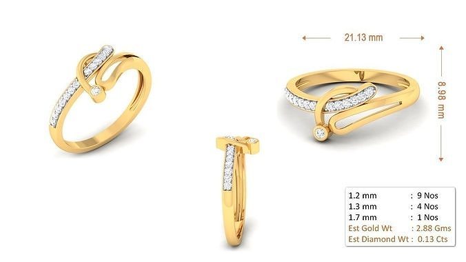 Stylish Rings For Womens Gold 9 3D print model