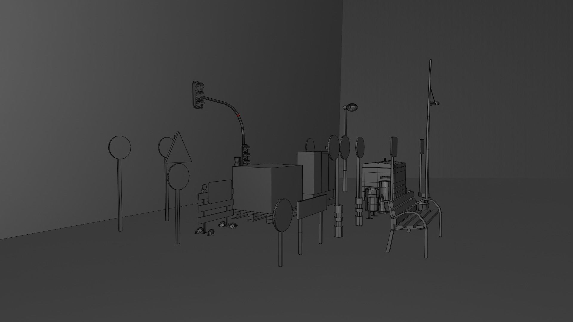 Street Elements Collection Low-poly 3D model_14