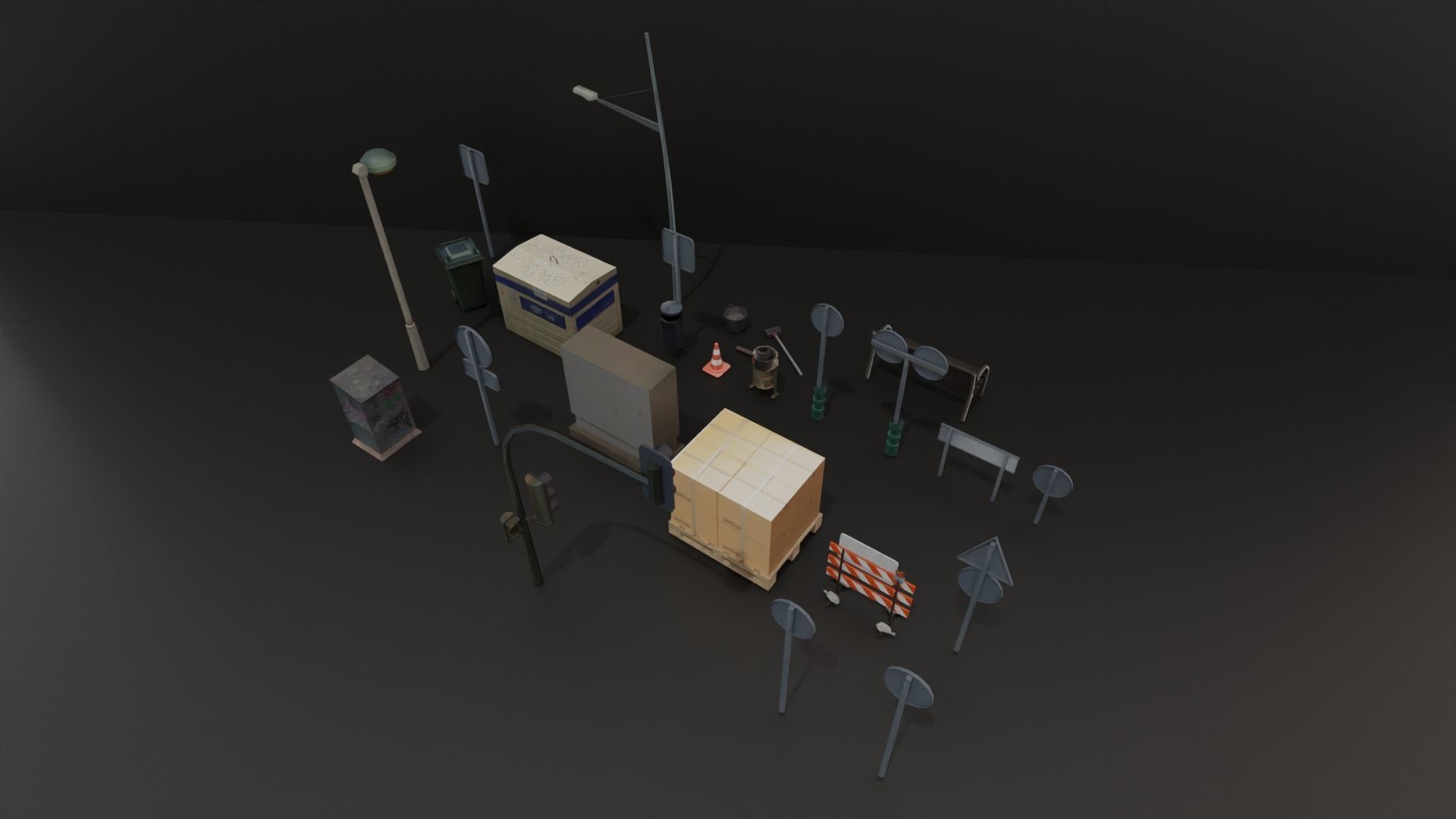 Street Elements Collection Low-poly 3D model_8