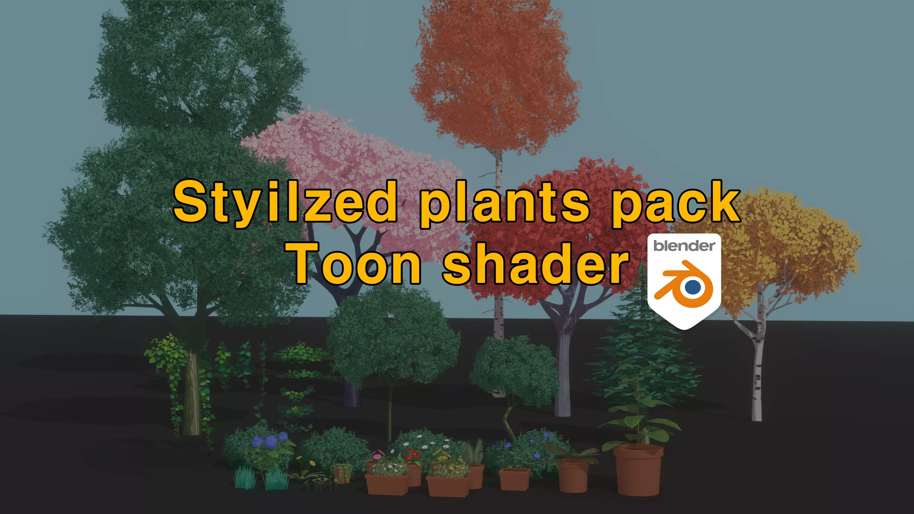 stylized plants pack toon shader blender 3d model  Low-poly 3D model_0