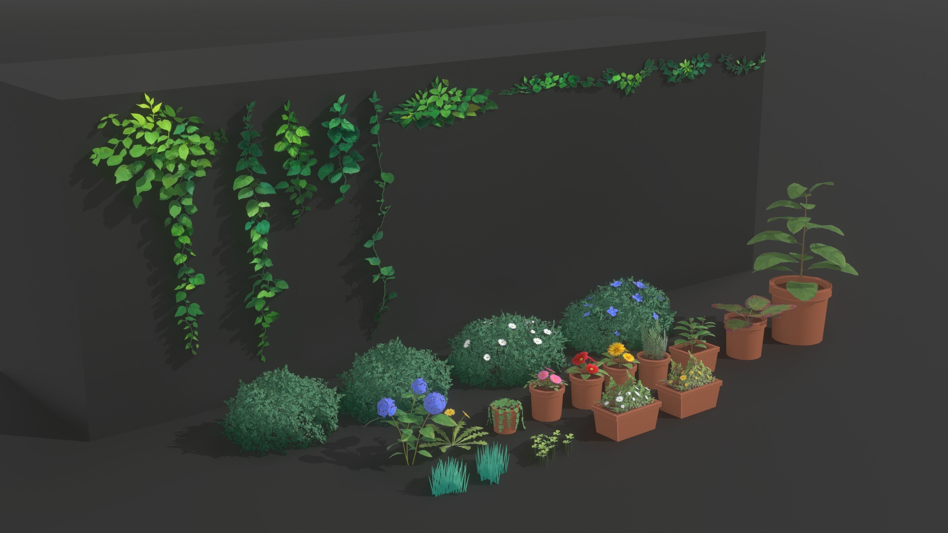 stylized plants pack toon shader blender 3d model  Low-poly 3D model_3