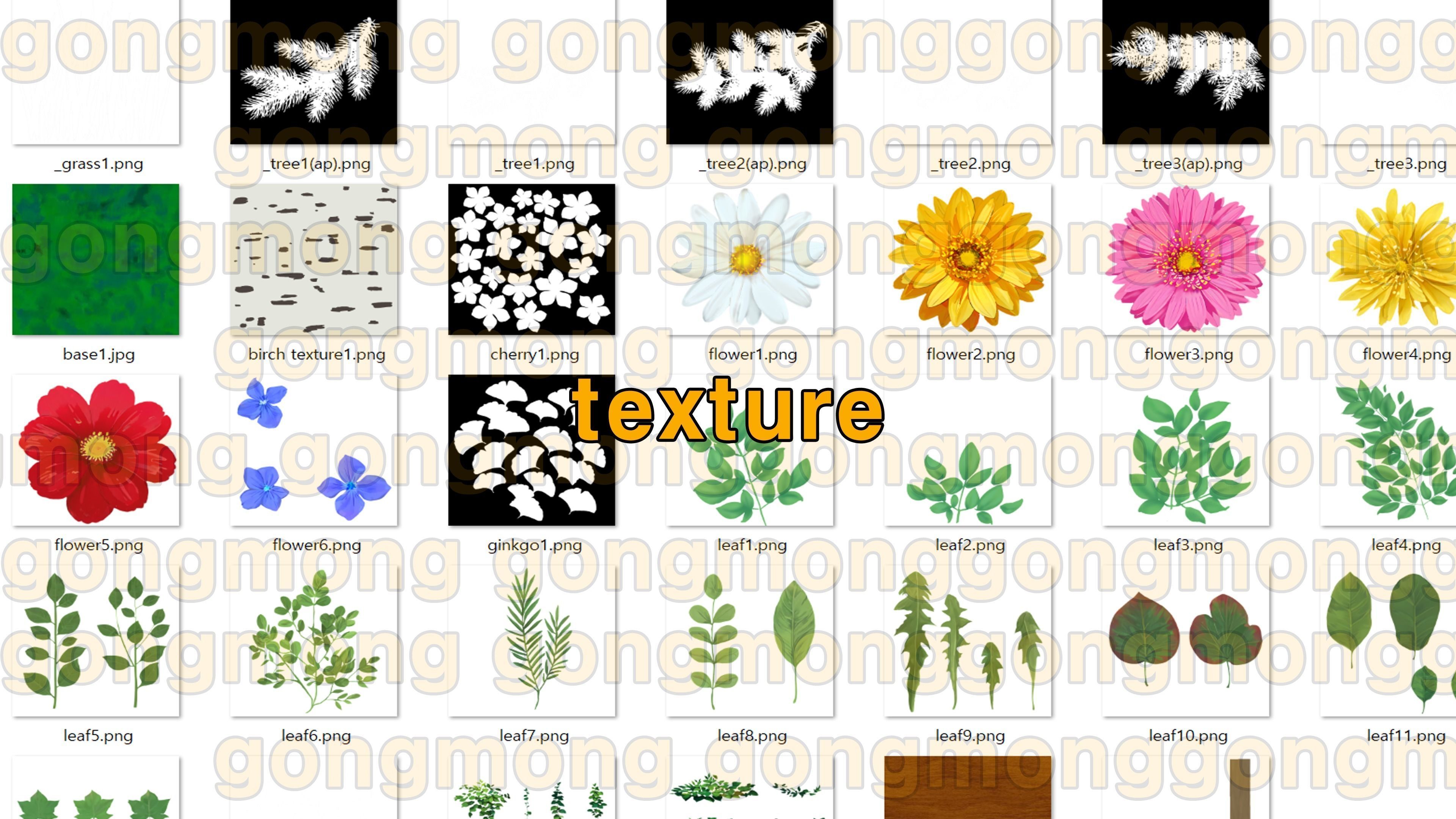 stylized plants pack toon shader blender 3d model  Low-poly 3D model_9