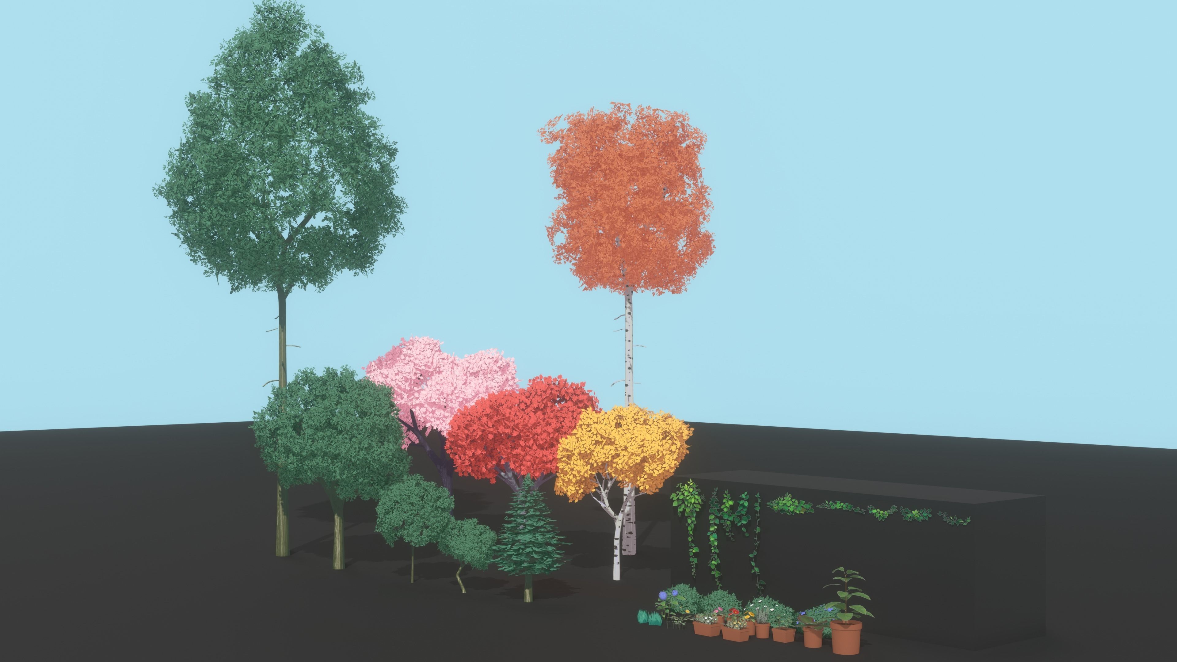 stylized plants pack toon shader blender 3d model  Low-poly 3D model_1