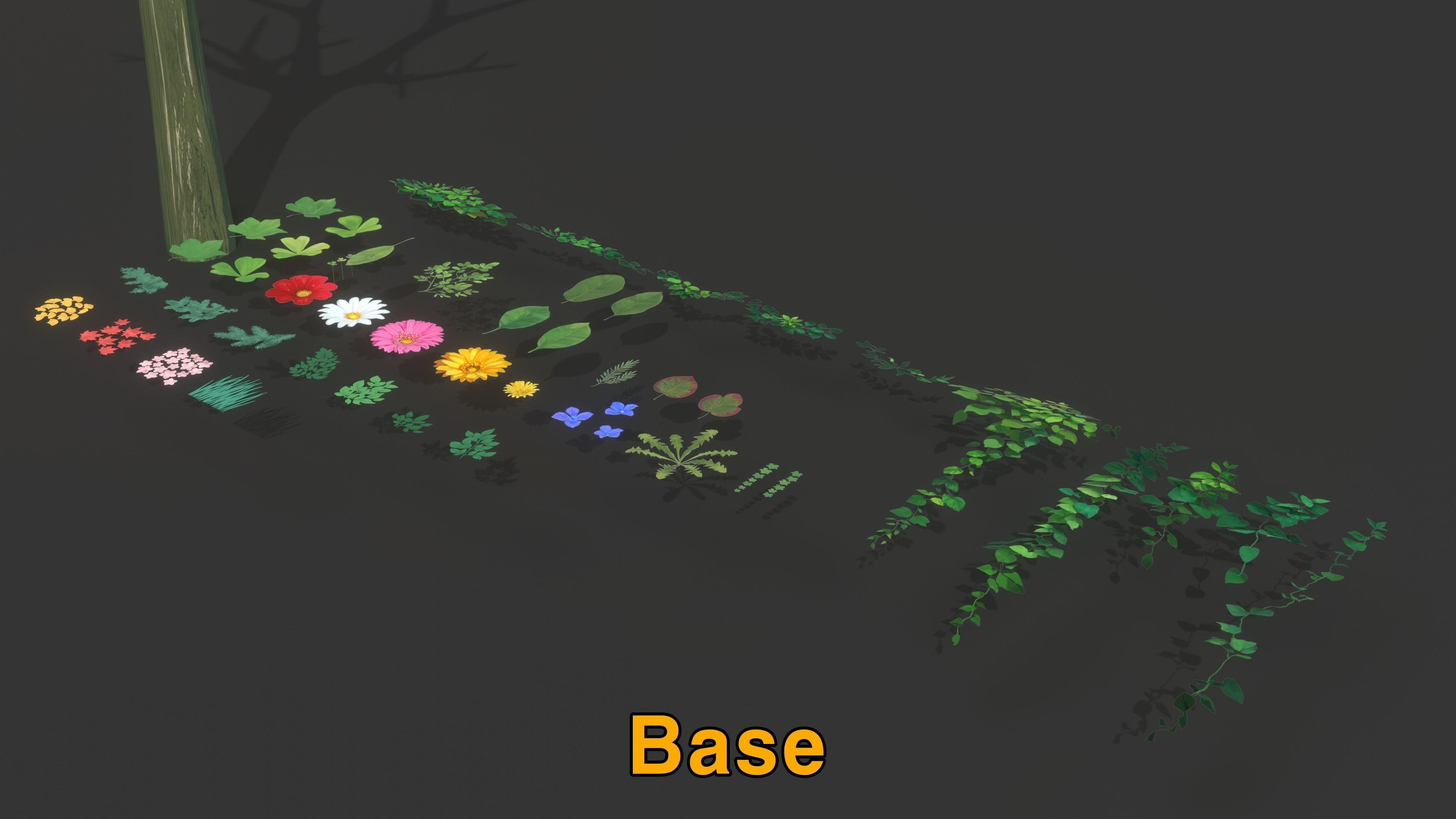 stylized plants pack toon shader blender 3d model  Low-poly 3D model_7