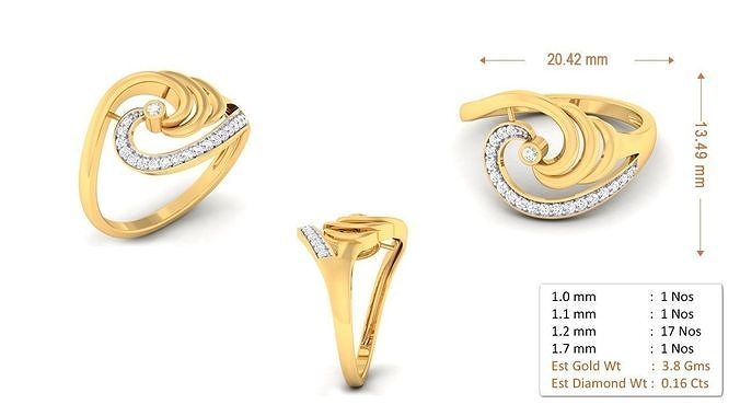 Stylish Rings For Womens Gold 51 3D print model