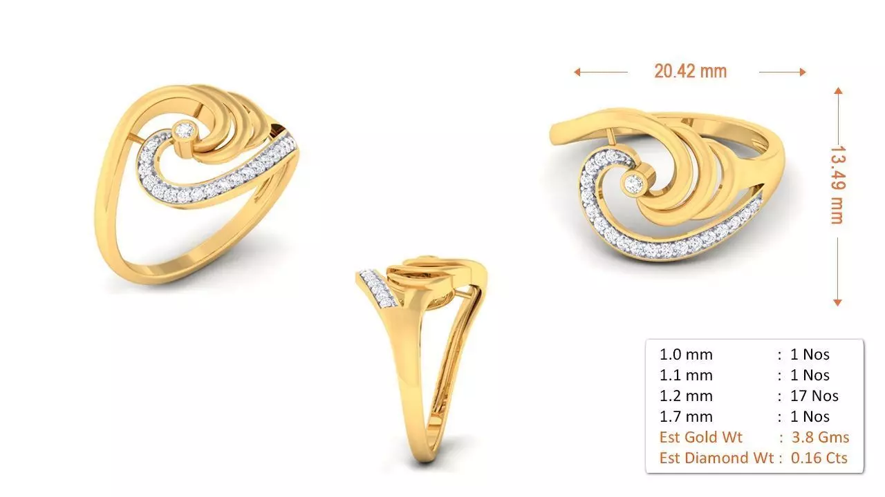 Stylish Rings For Womens Gold 51 3D print model