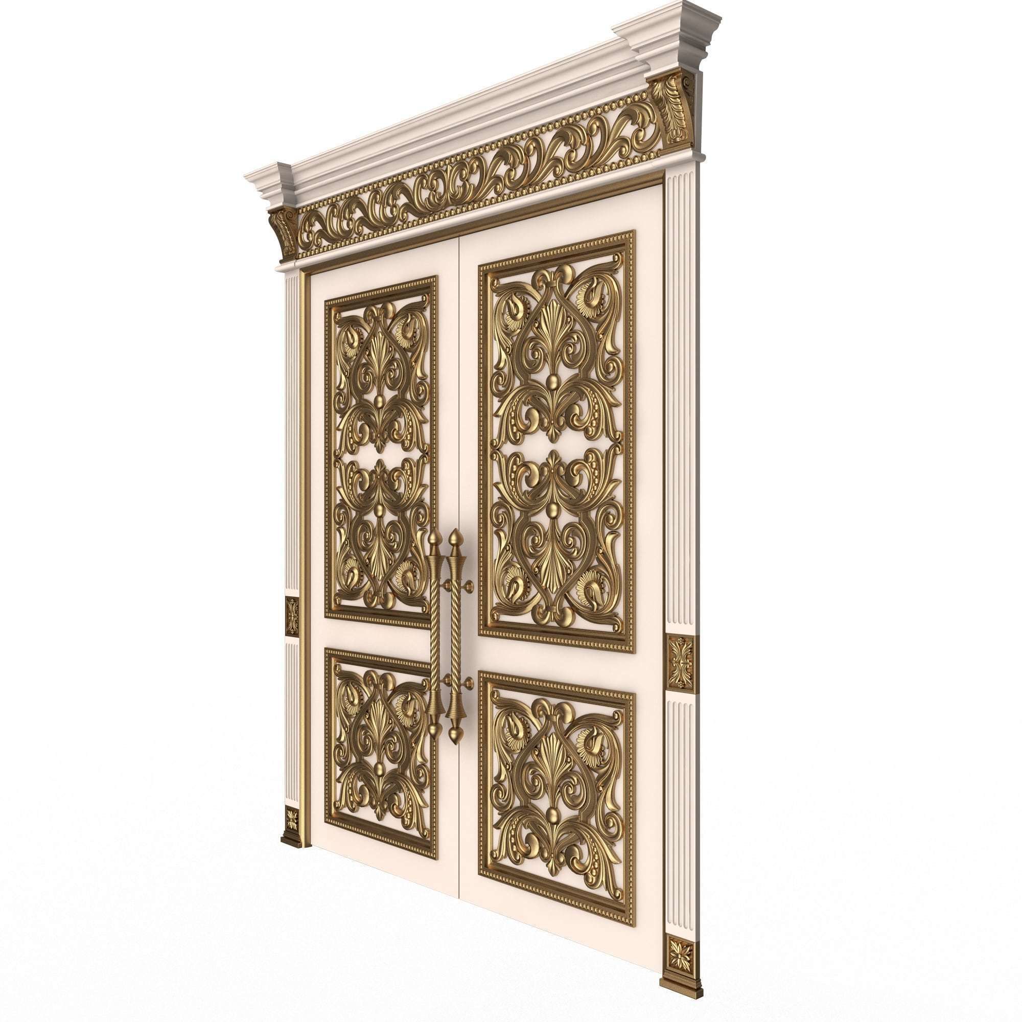 Carved Door Classic 01001 White Low-poly 3D model_2