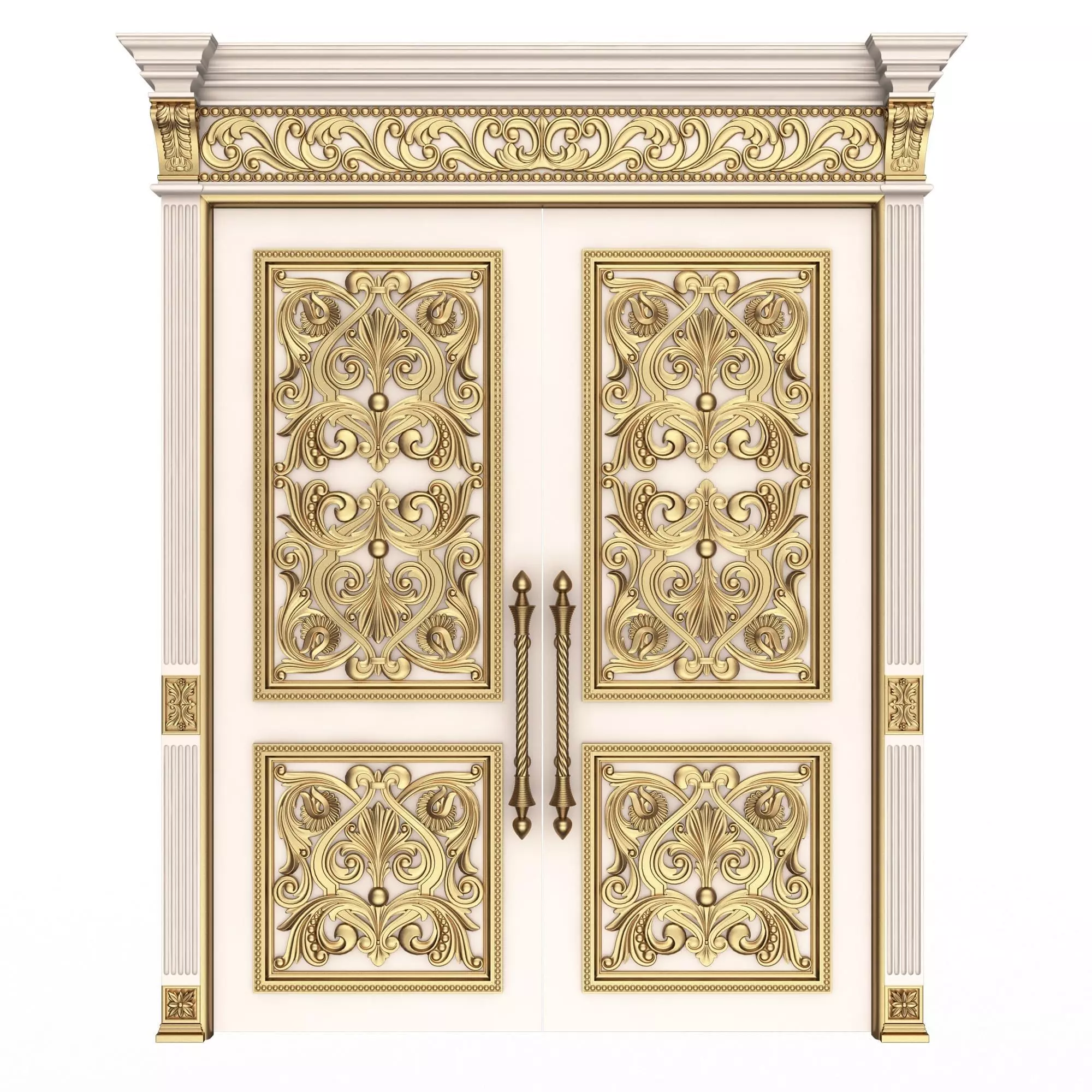 Carved Door Classic 01001 White Low-poly 3D model_0