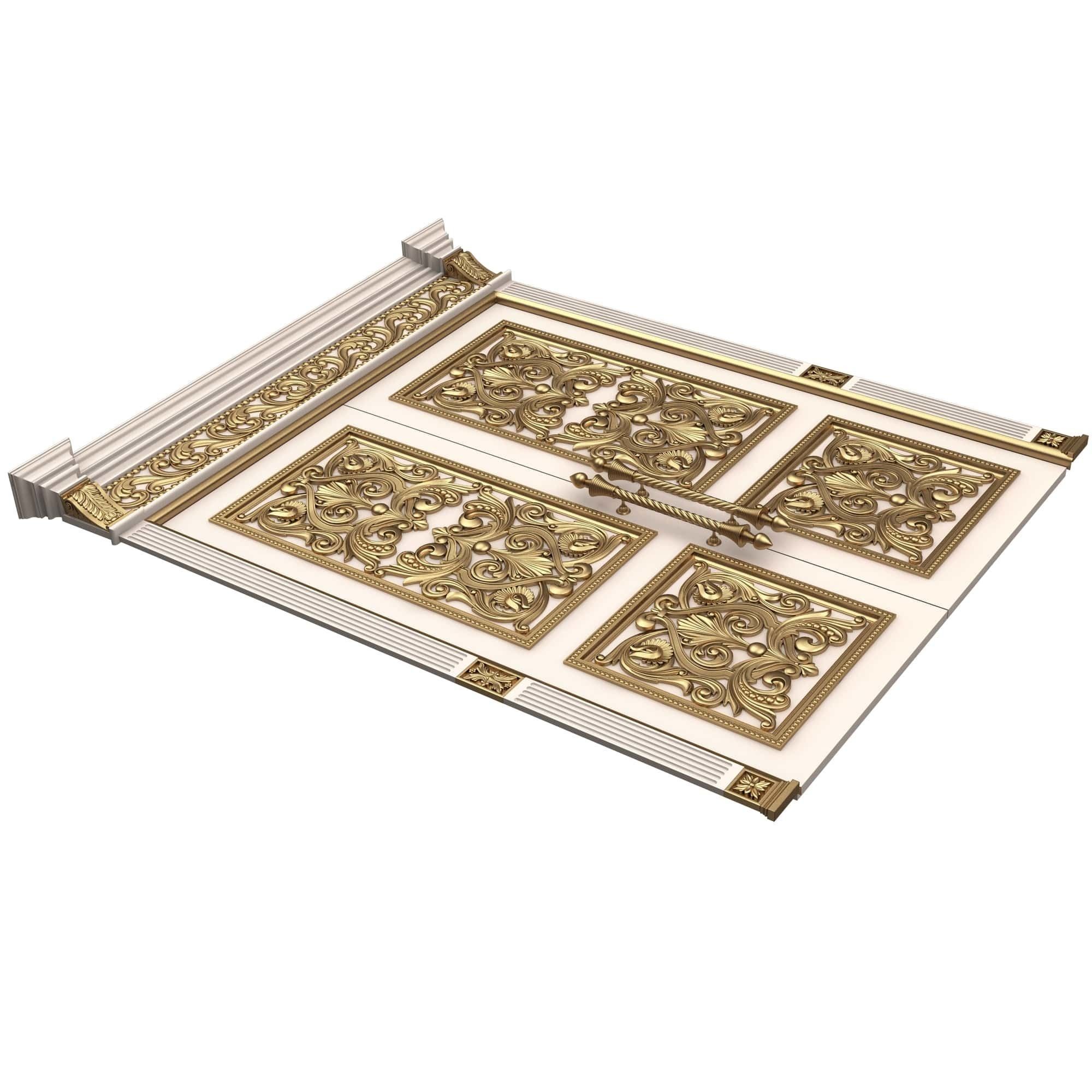 Carved Door Classic 01001 White Low-poly 3D model_5