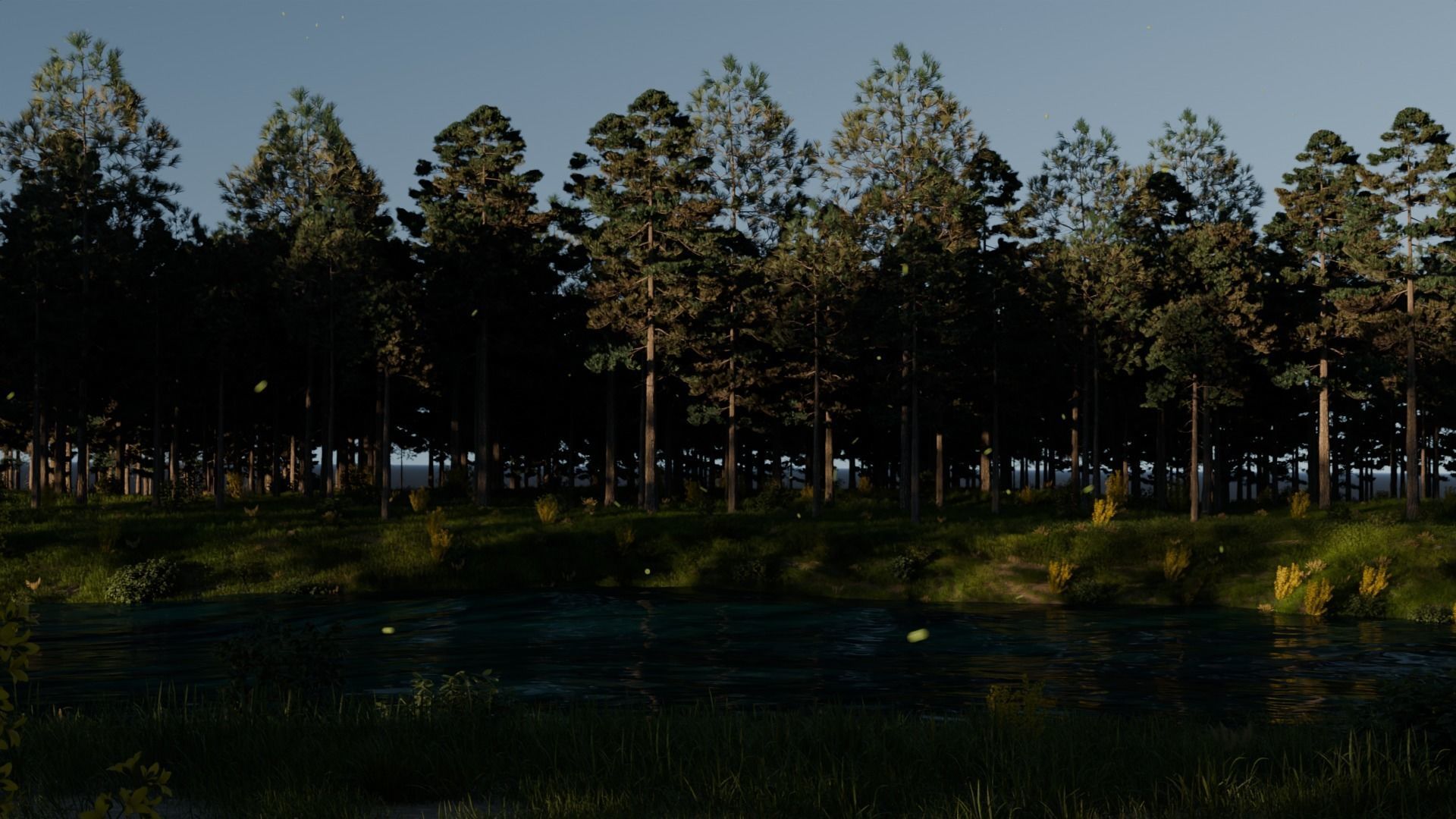 Lake in the forest 3D model_4
