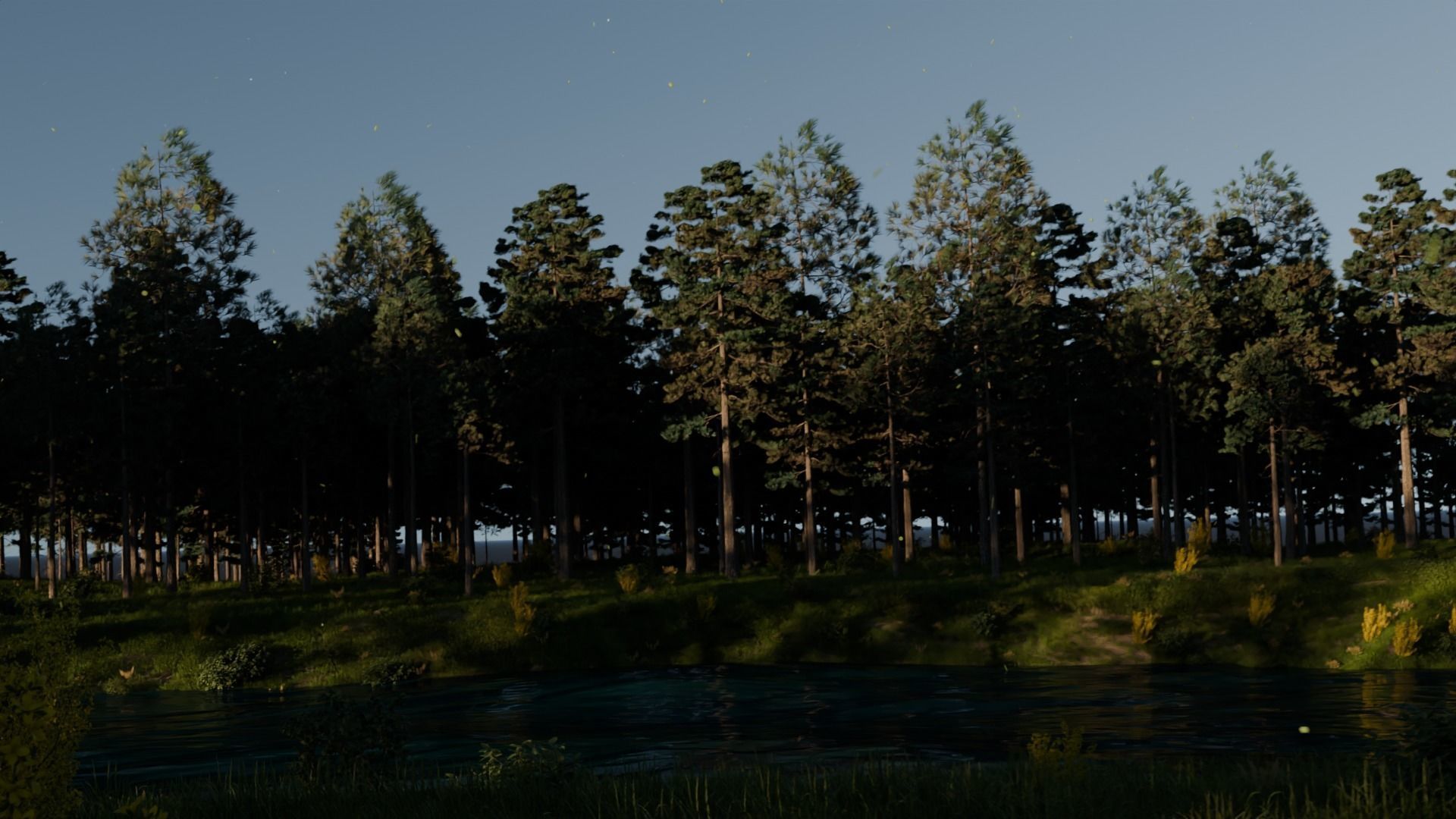 Lake in the forest 3D model_2