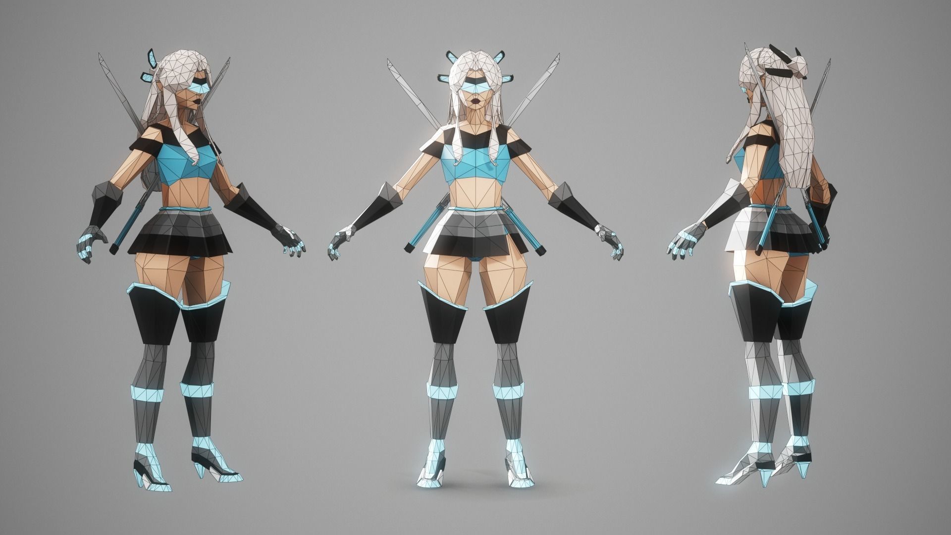 CYBERGIRL - Low Poly Style Female Character Low-poly 3D model_5