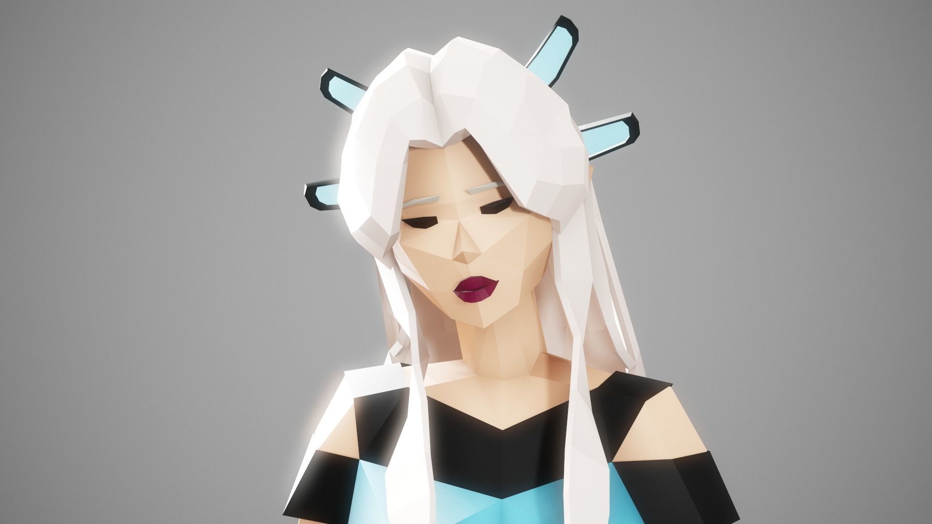 CYBERGIRL - Low Poly Style Female Character Low-poly 3D model_2