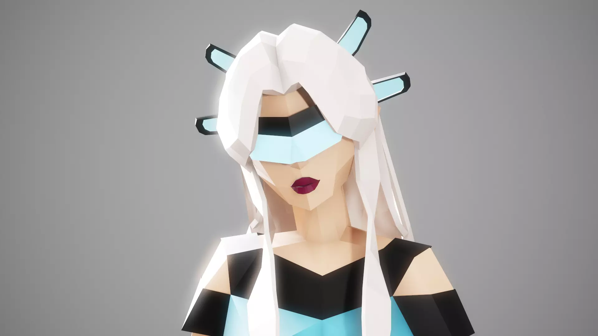CYBERGIRL - Low Poly Style Female Character Low-poly 3D model_0