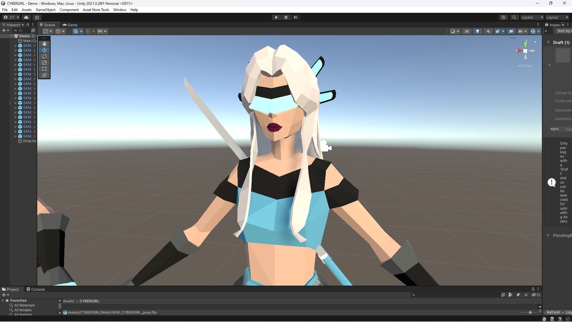 CYBERGIRL - Low Poly Style Female Character Low-poly 3D model_9
