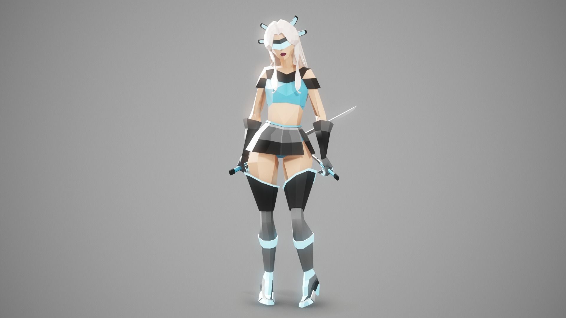 CYBERGIRL - Low Poly Style Female Character Low-poly 3D model_3