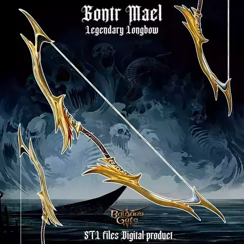 Fantasy Gontr Mael Legendary Longbow Baldurs Gate 3 3D print model