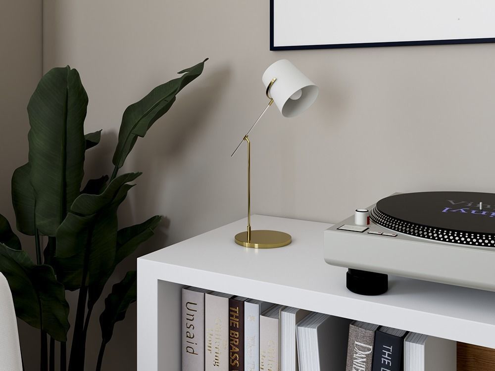 Desktop golden lamp 3D model_5