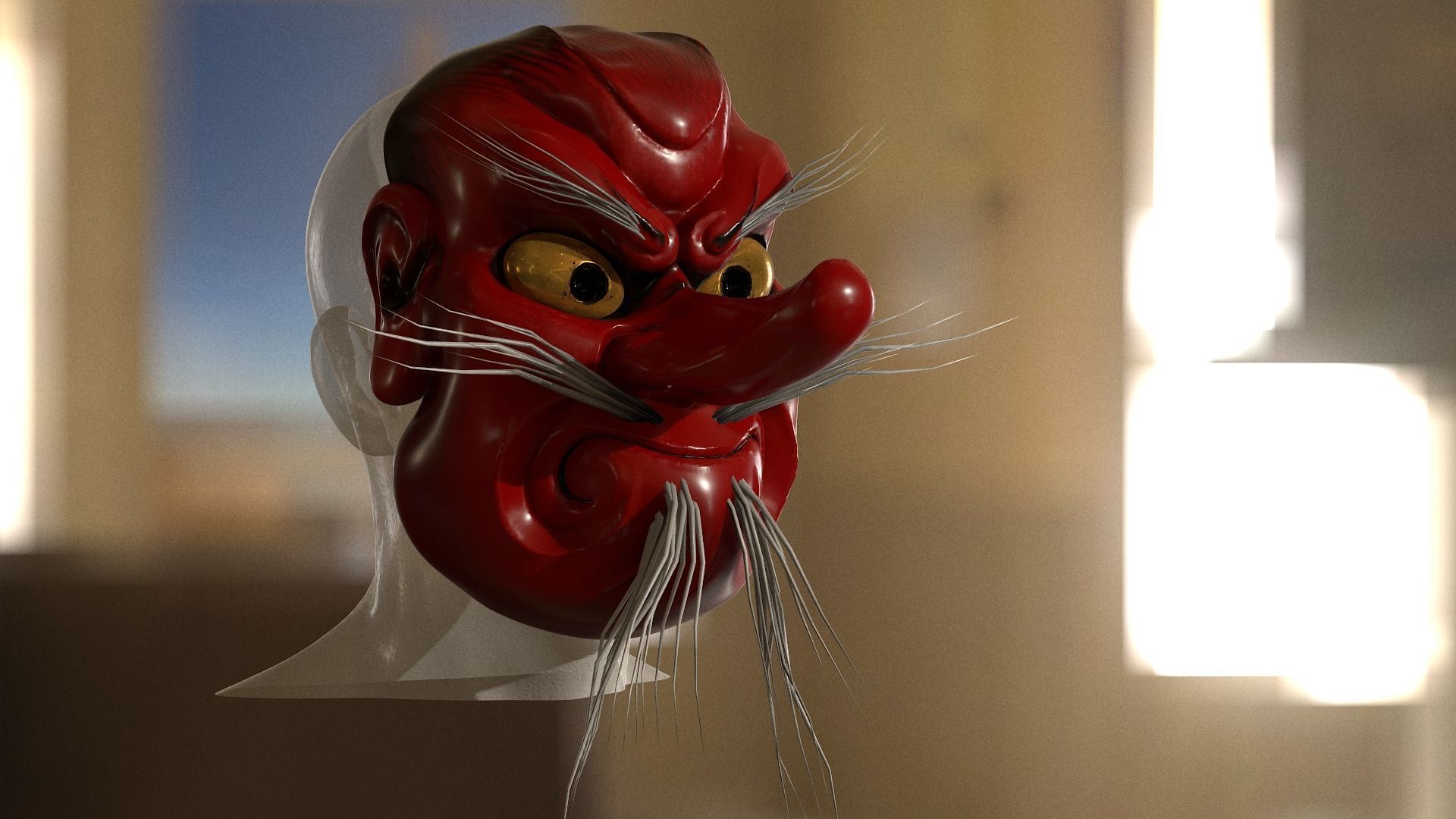 Tengu Japan mask 3D model_5