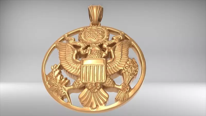 American Eagle Coat of Arms Pendant Necklace Jewelry 3D print model