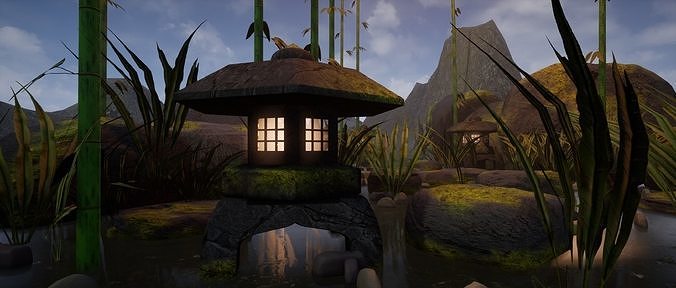 Japanese Stone Lantern - Low Poly PBR Game Ready Low-poly 3D model