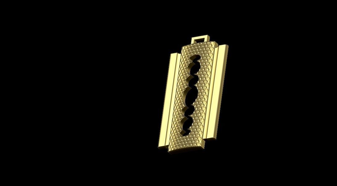 Razor Blade pendant 3D print model_3