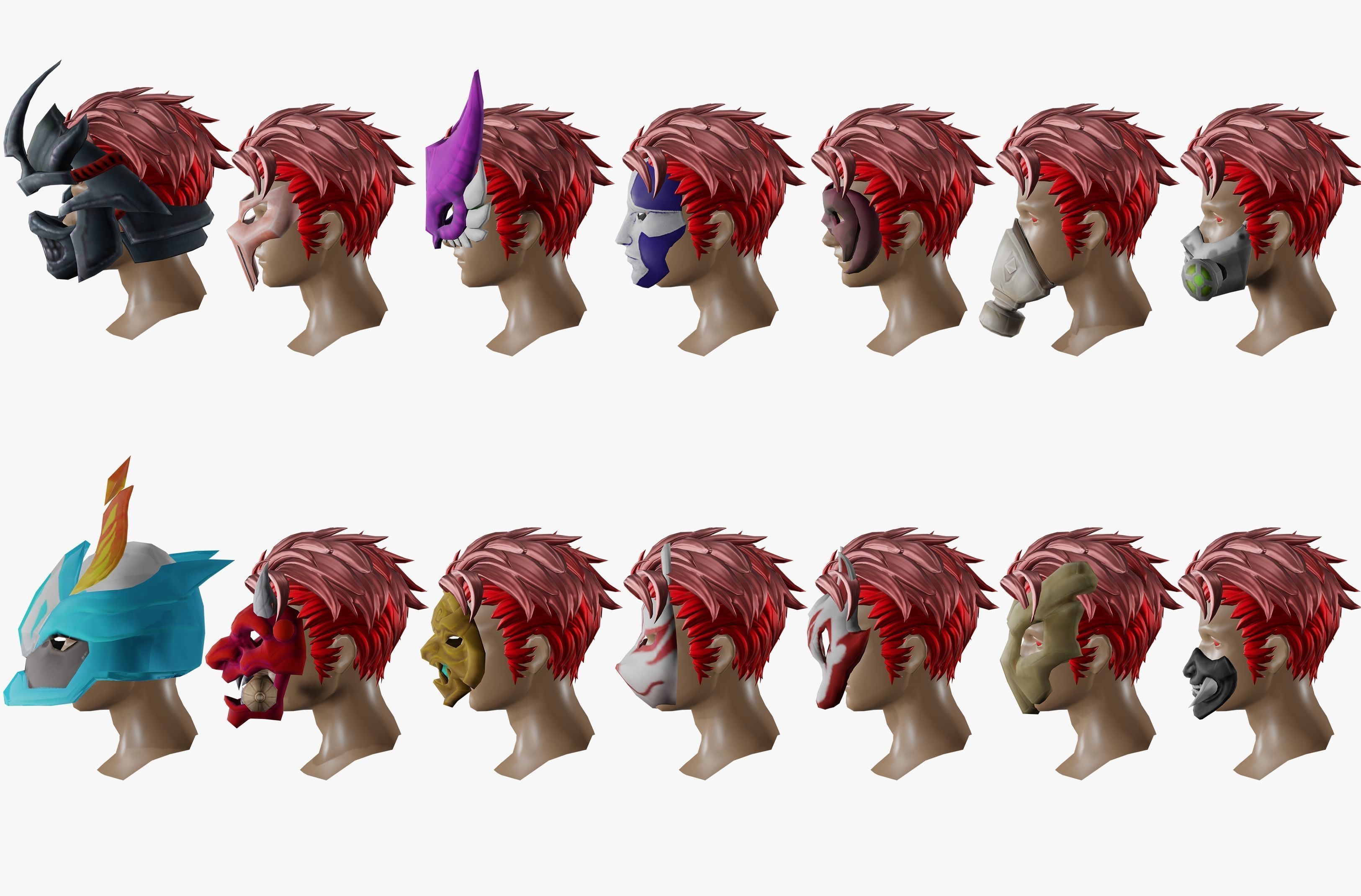 20 Stylized Mask Models Pack 1 - Low Poly Low-poly 3D model_3