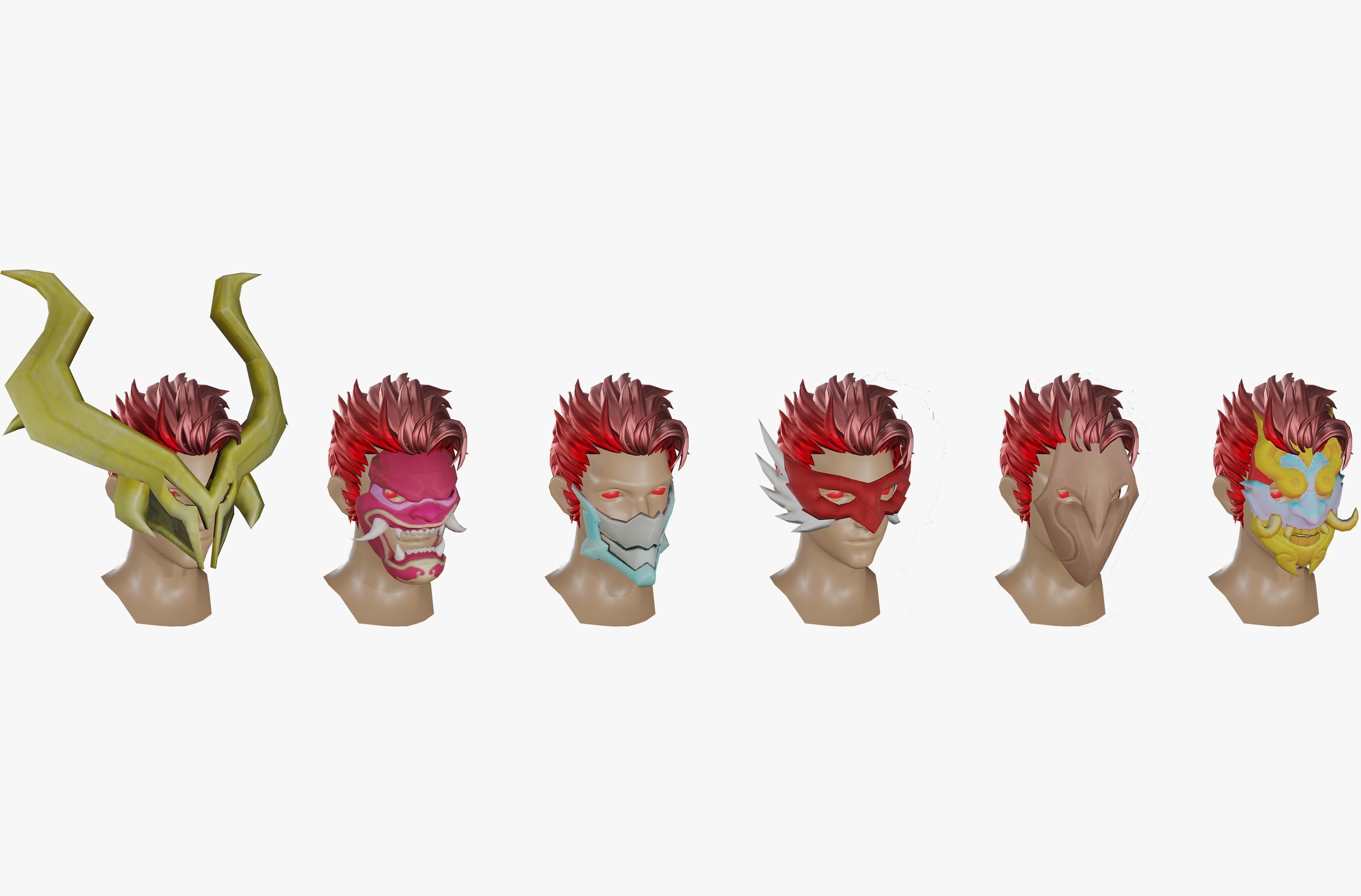 20 Stylized Mask Models Pack 1 - Low Poly Low-poly 3D model_2