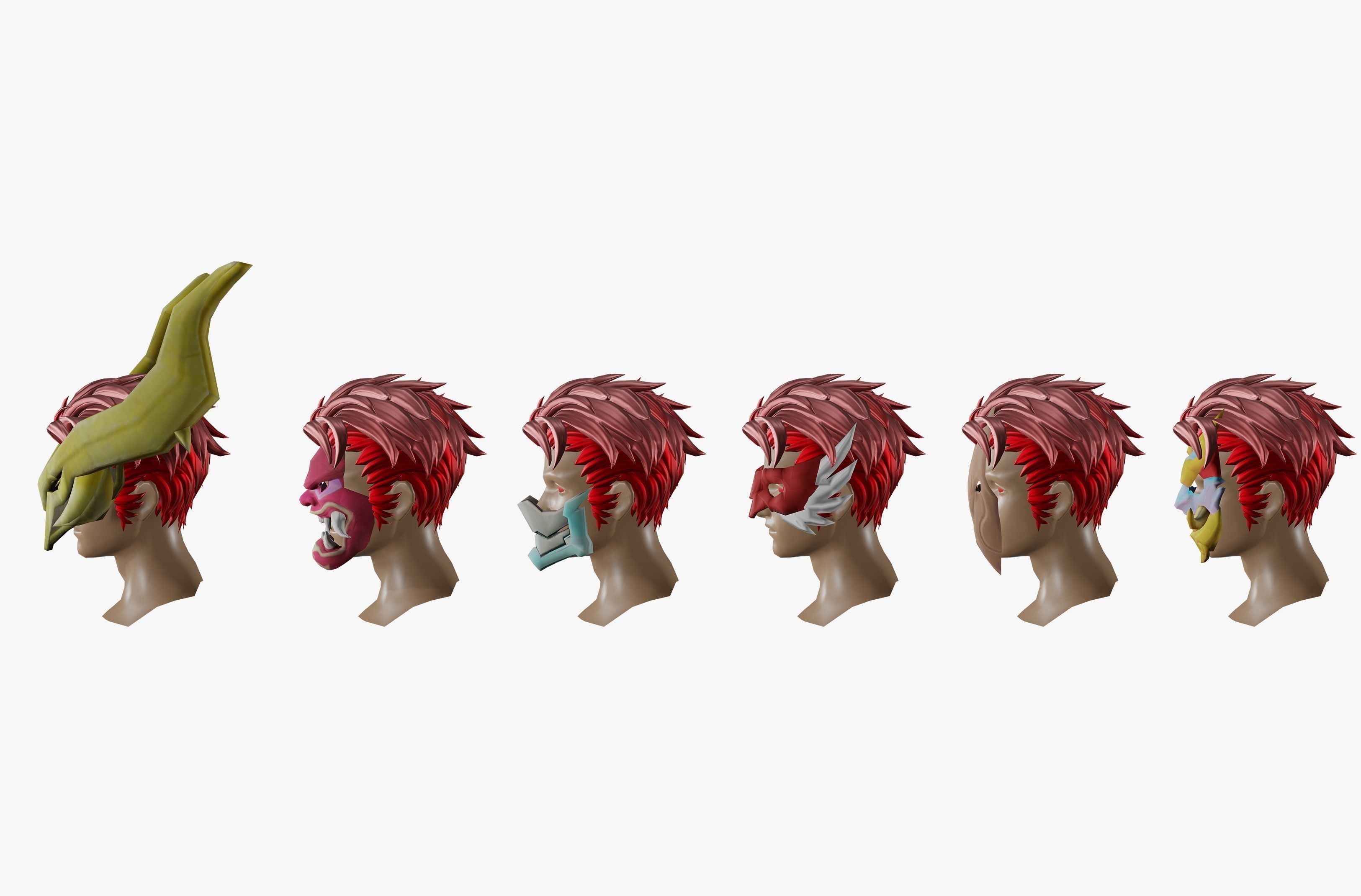 20 Stylized Mask Models Pack 1 - Low Poly Low-poly 3D model_4