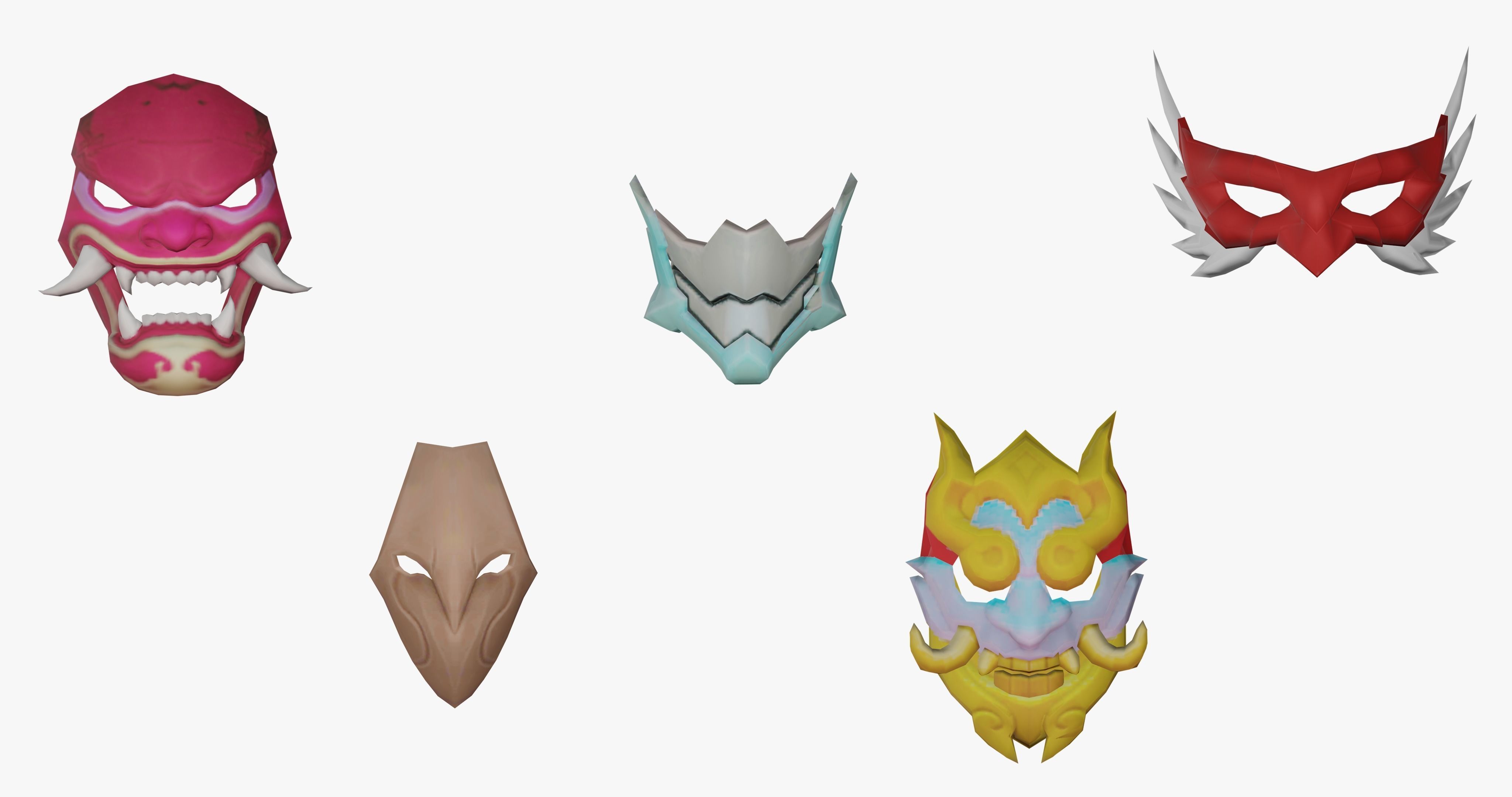 20 Stylized Mask Models Pack 1 - Low Poly Low-poly 3D model_10