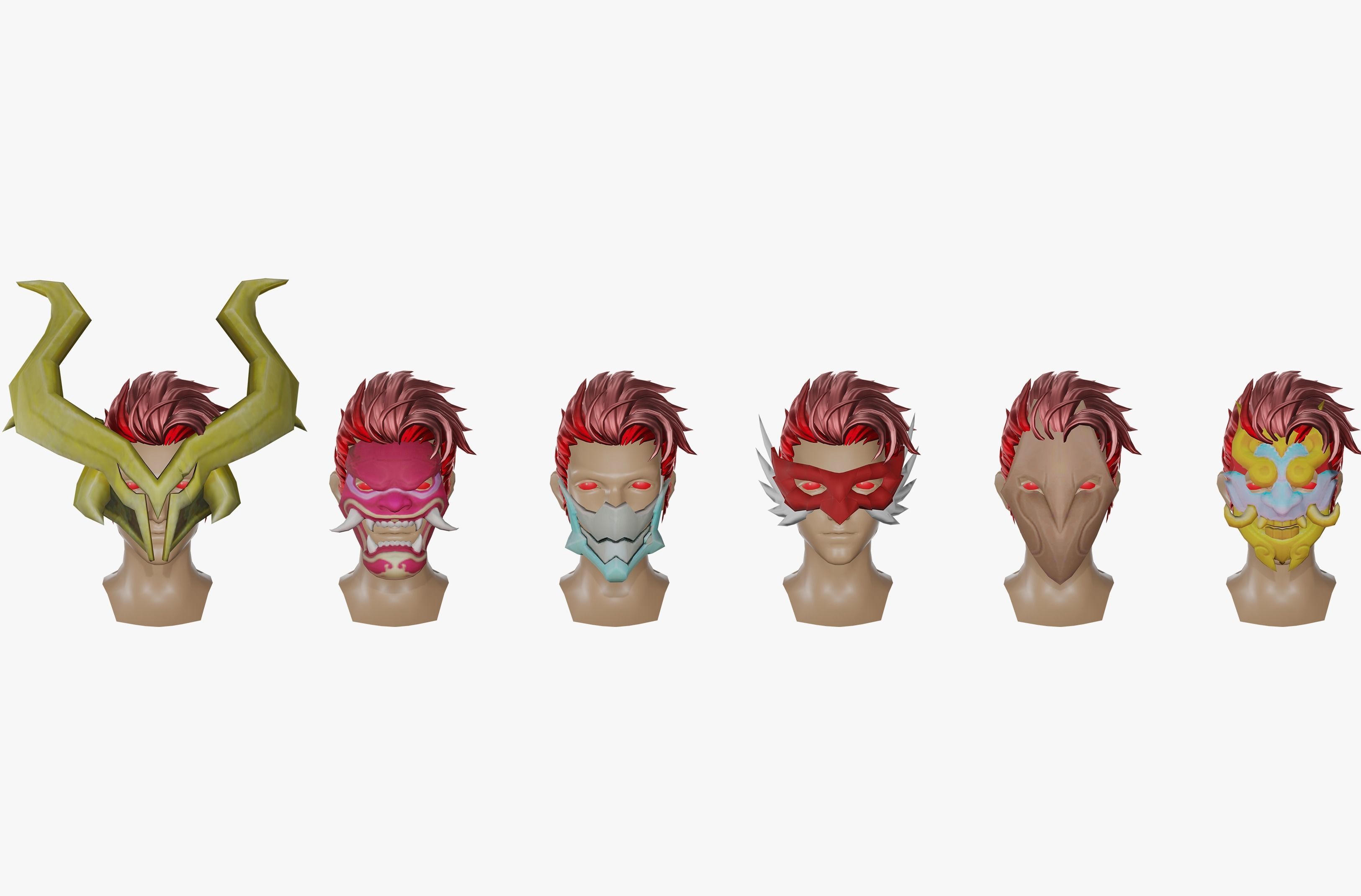 20 Stylized Mask Models Pack 1 - Low Poly Low-poly 3D model_6