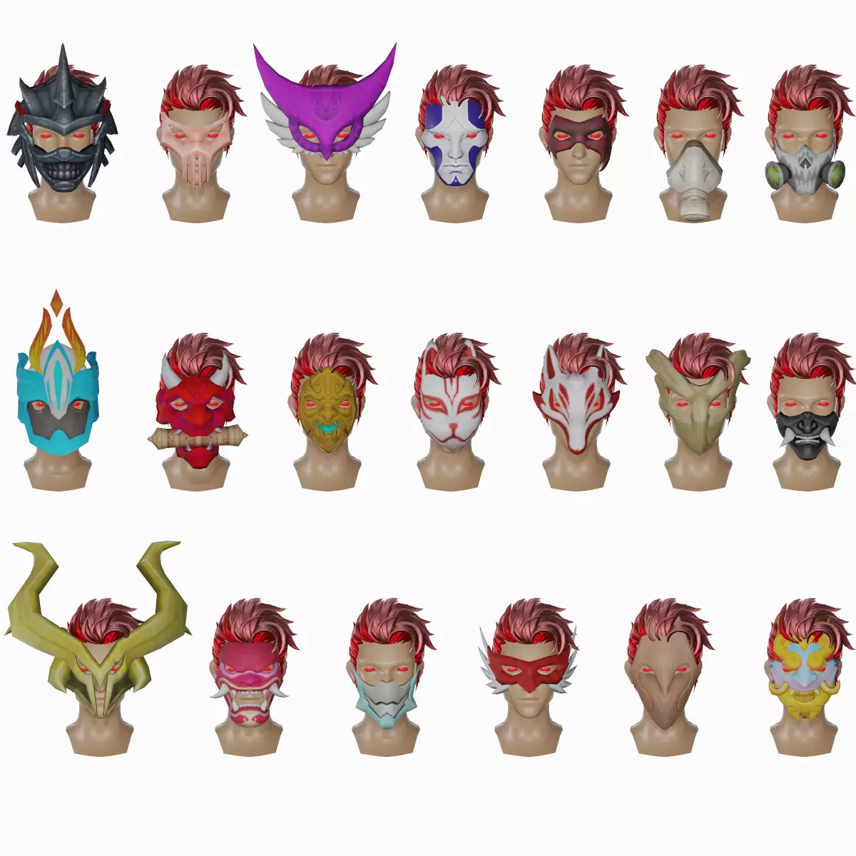20 Stylized Mask Models Pack 1 - Low Poly Low-poly 3D model_0