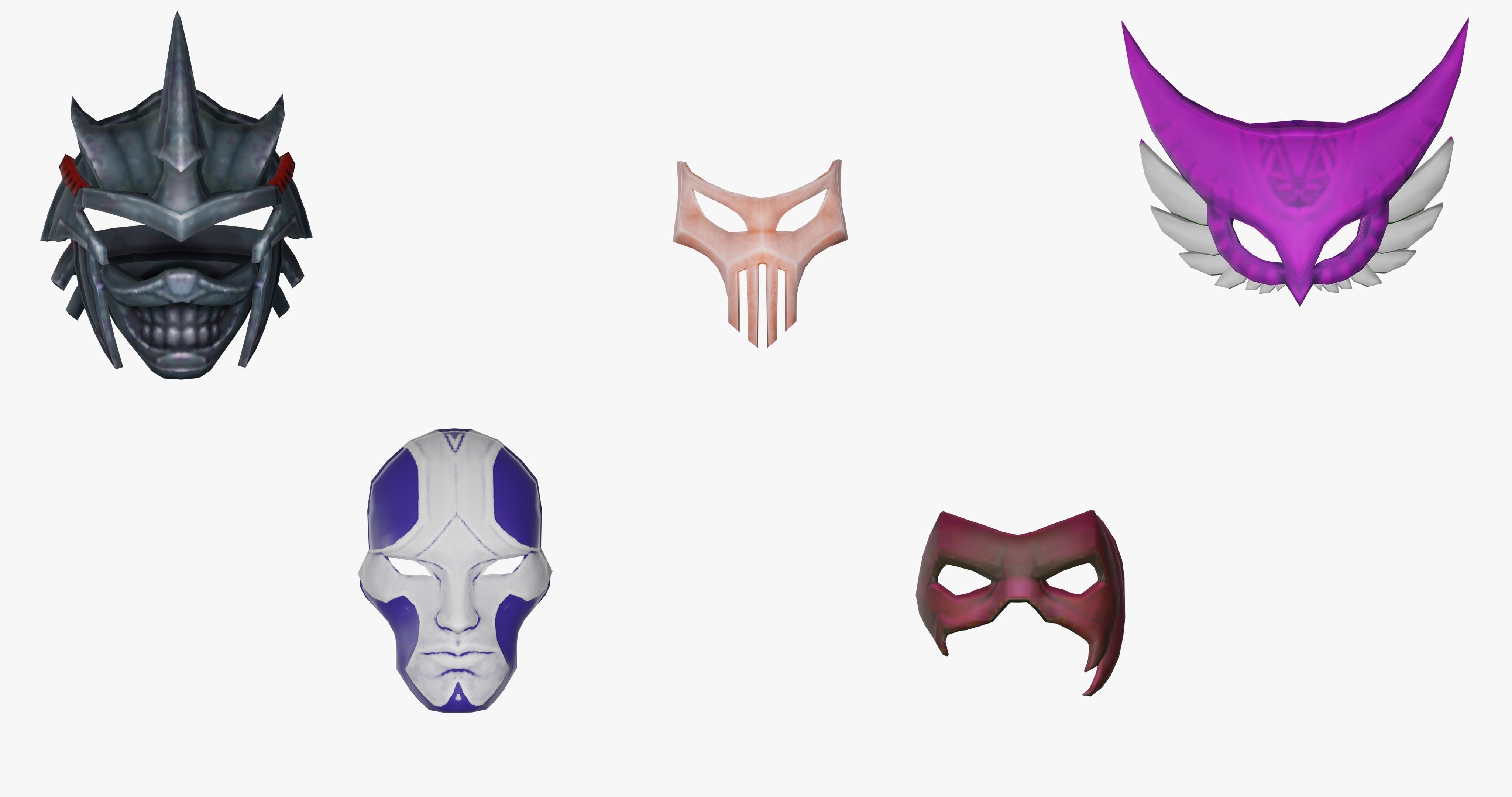 20 Stylized Mask Models Pack 1 - Low Poly Low-poly 3D model_7