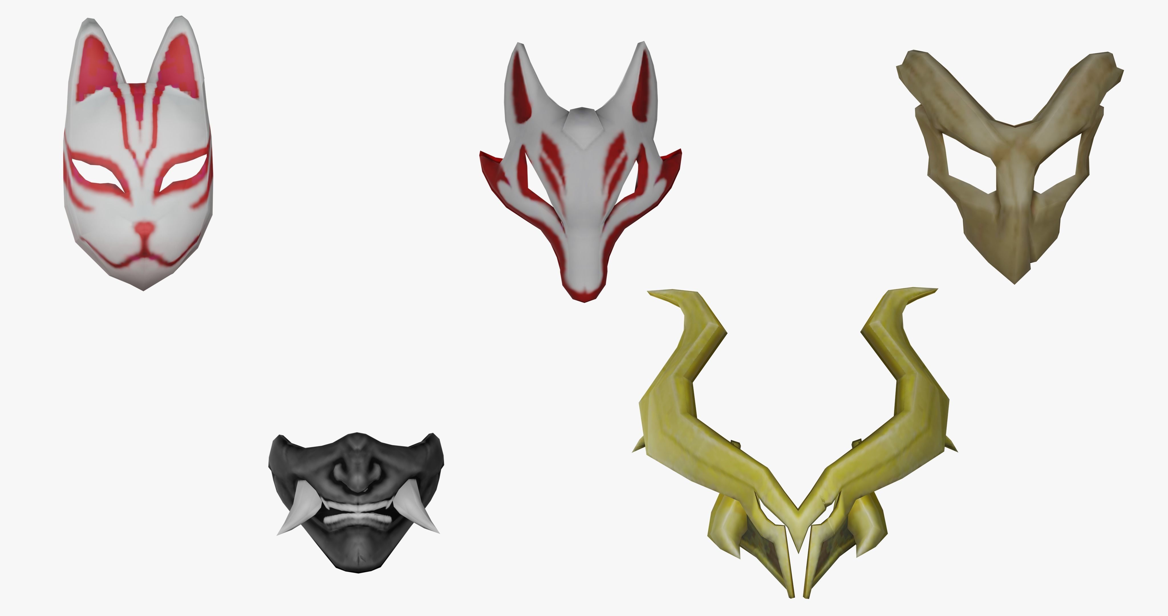 20 Stylized Mask Models Pack 1 - Low Poly Low-poly 3D model_9