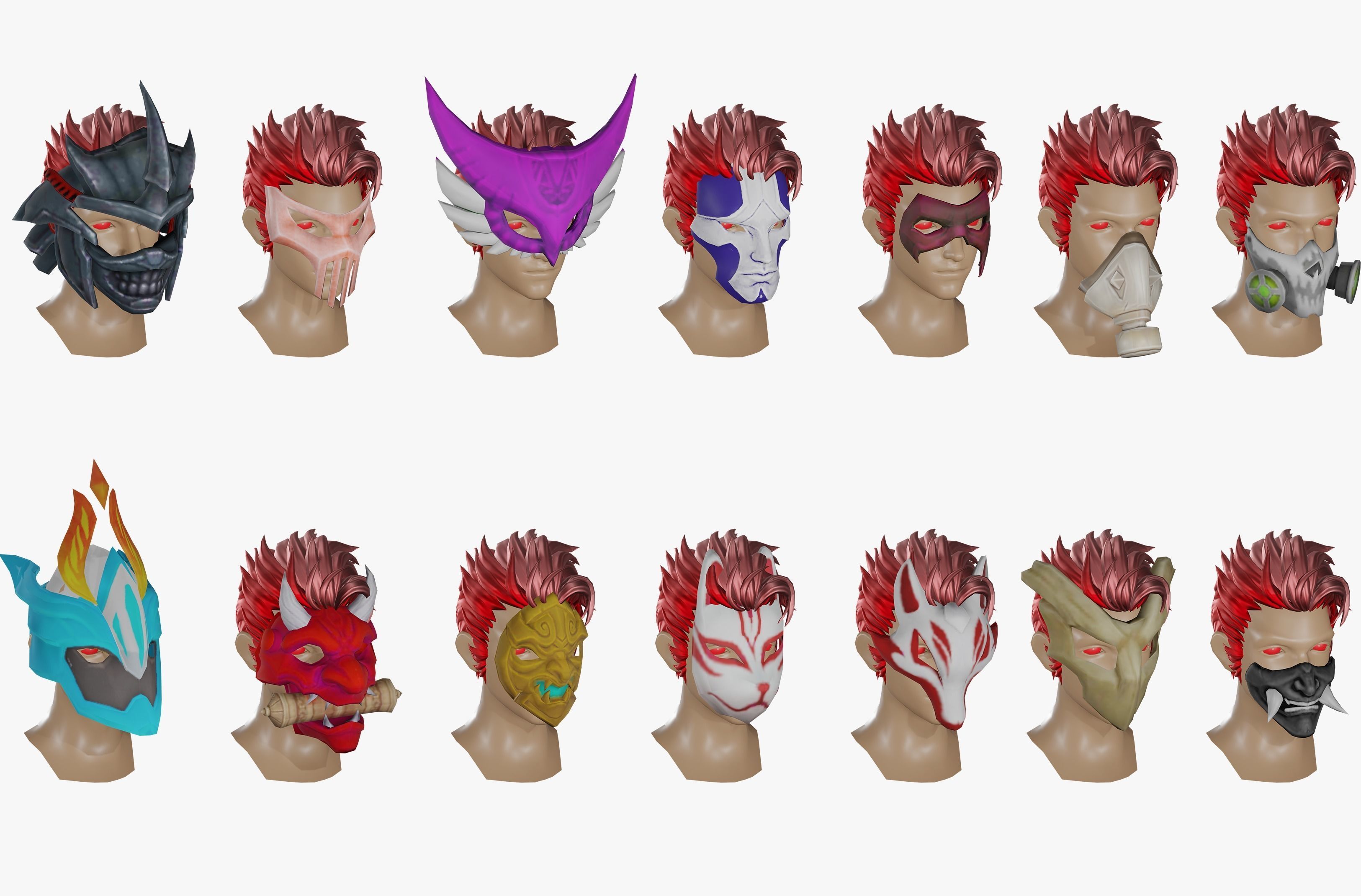 20 Stylized Mask Models Pack 1 - Low Poly Low-poly 3D model_1