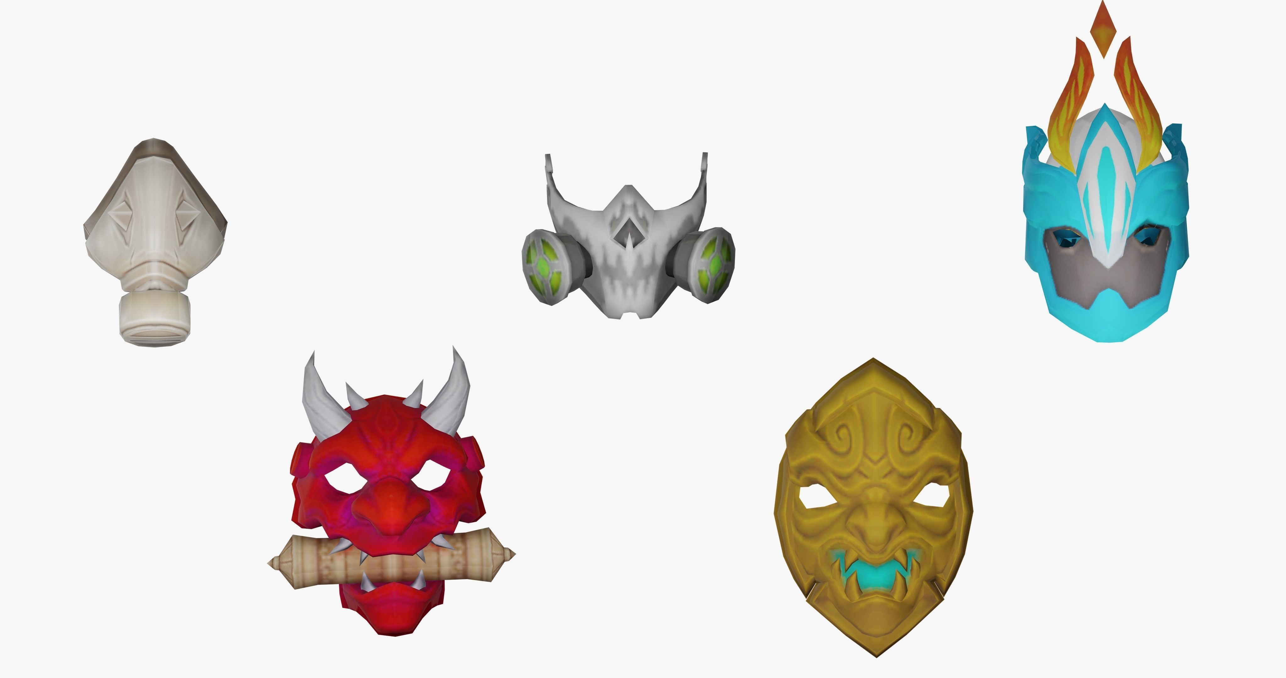 20 Stylized Mask Models Pack 1 - Low Poly Low-poly 3D model_8