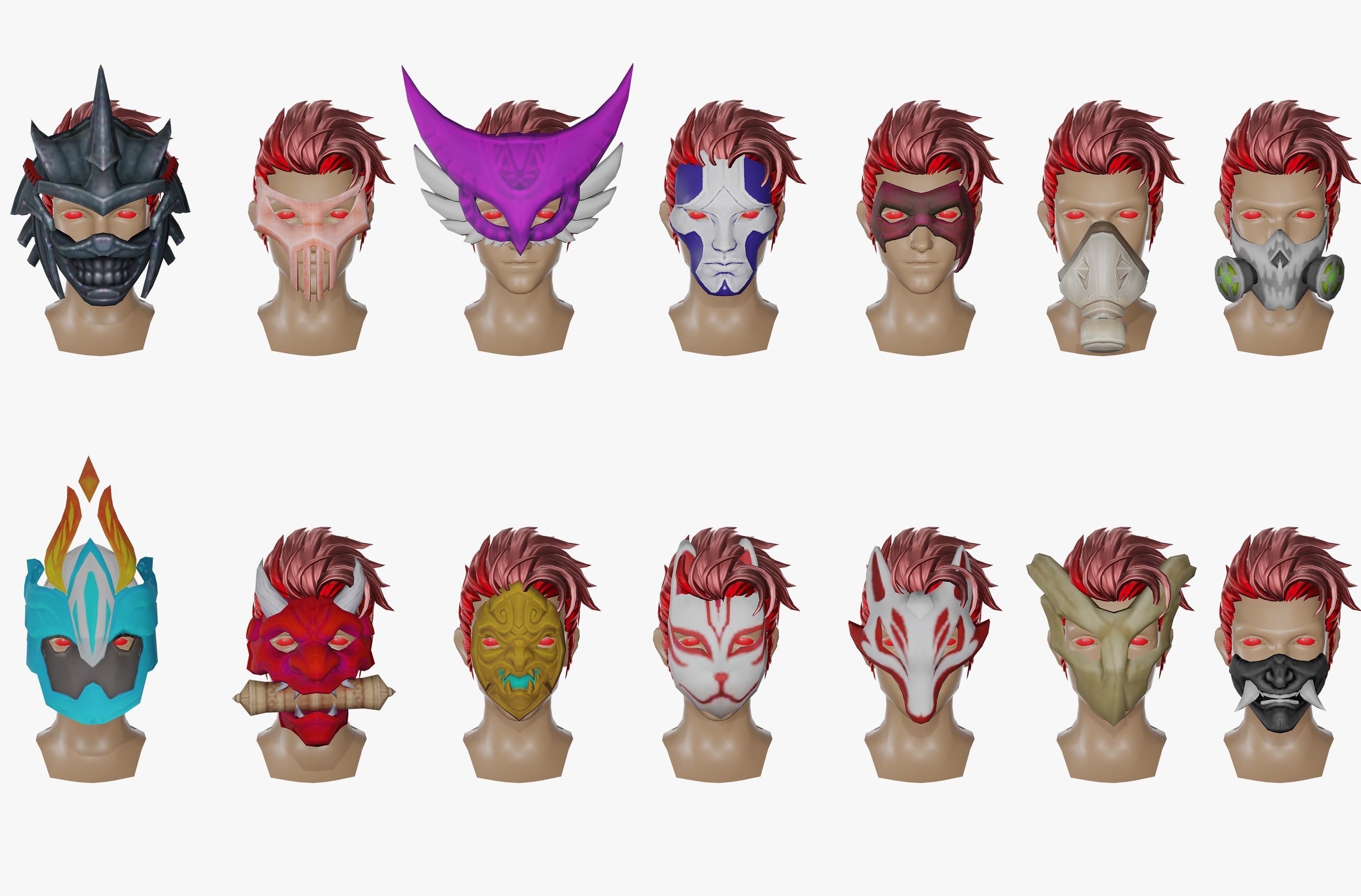 20 Stylized Mask Models Pack 1 - Low Poly Low-poly 3D model_5