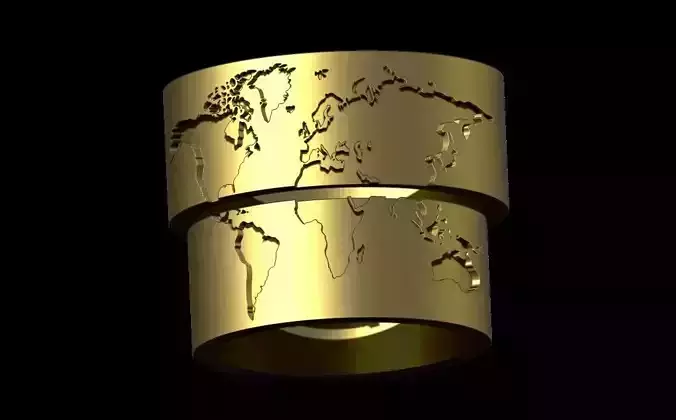  WORLD MAP RINGS 3D print model
