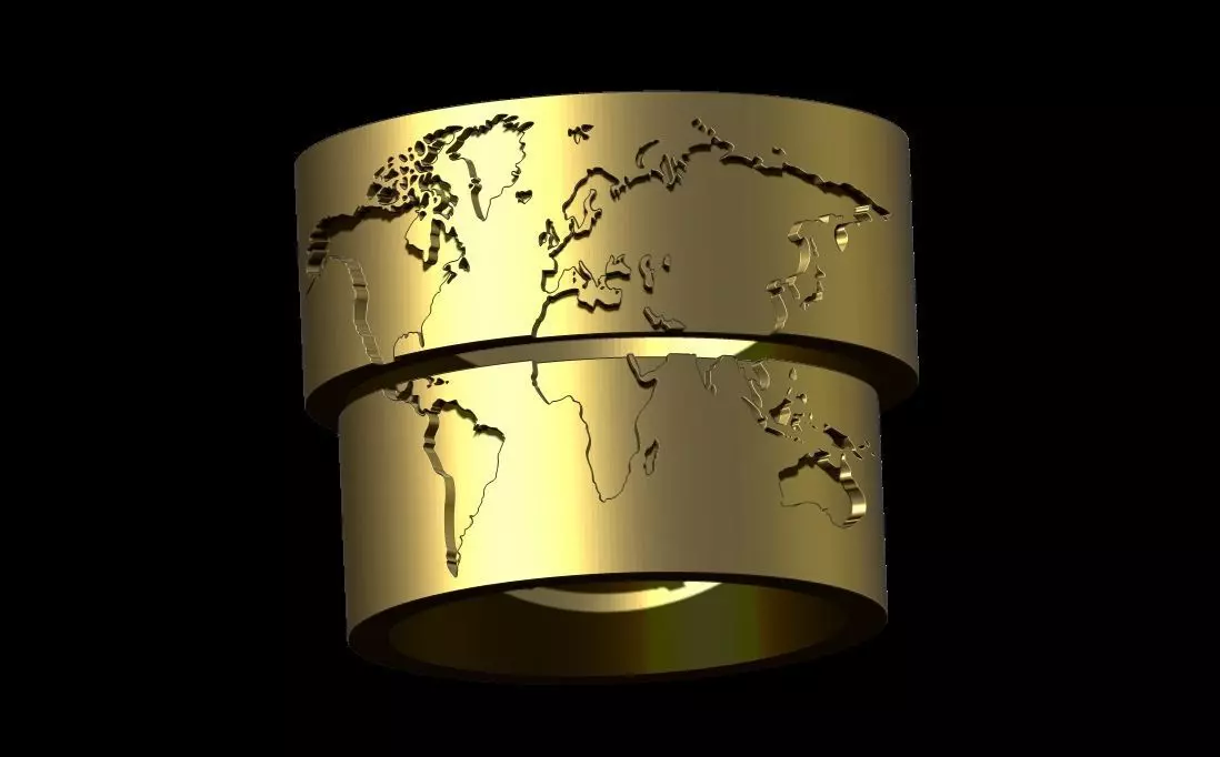 WORLD MAP RINGS 3D print model