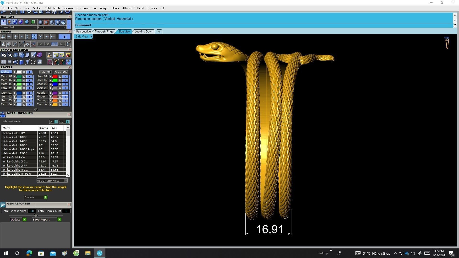 A6266 Snake Women Bangle 3D print model_7