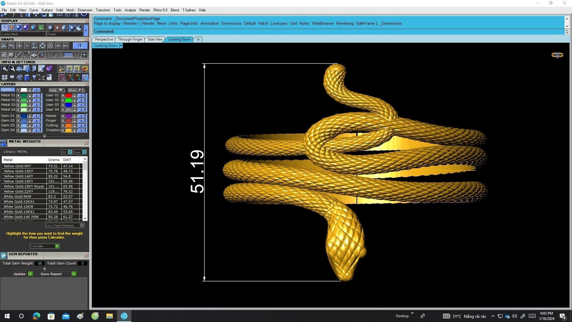 A6266 Snake Women Bangle 3D print model_5