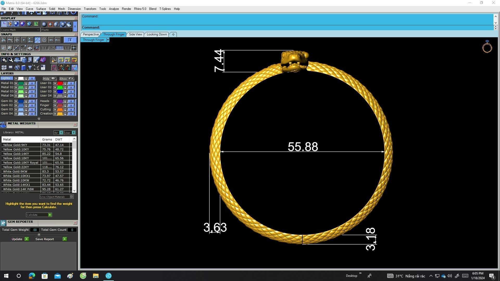 A6266 Snake Women Bangle 3D print model_6