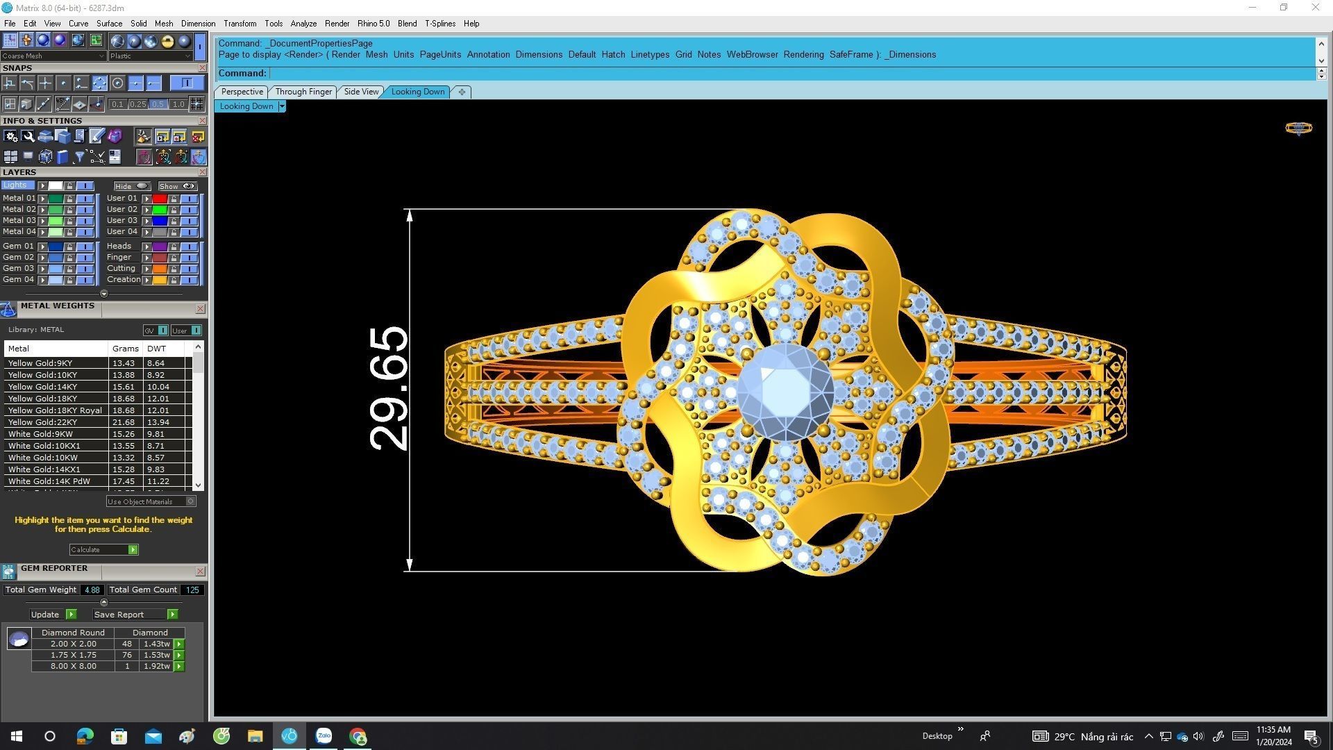 A6287 Luxury Vietnamese Diamond Women Bangle 3D print model_5