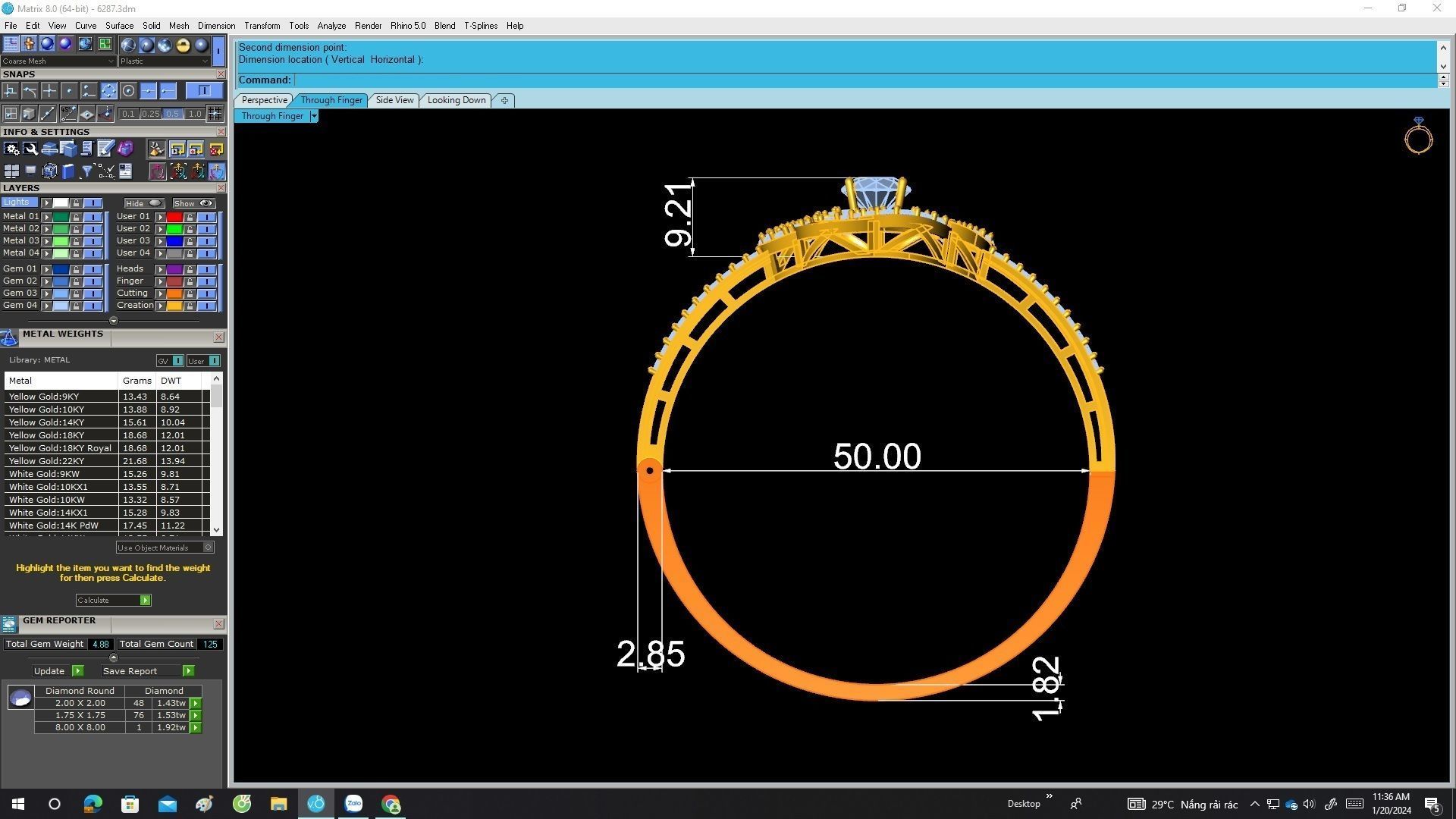 A6287 Luxury Vietnamese Diamond Women Bangle 3D print model_6