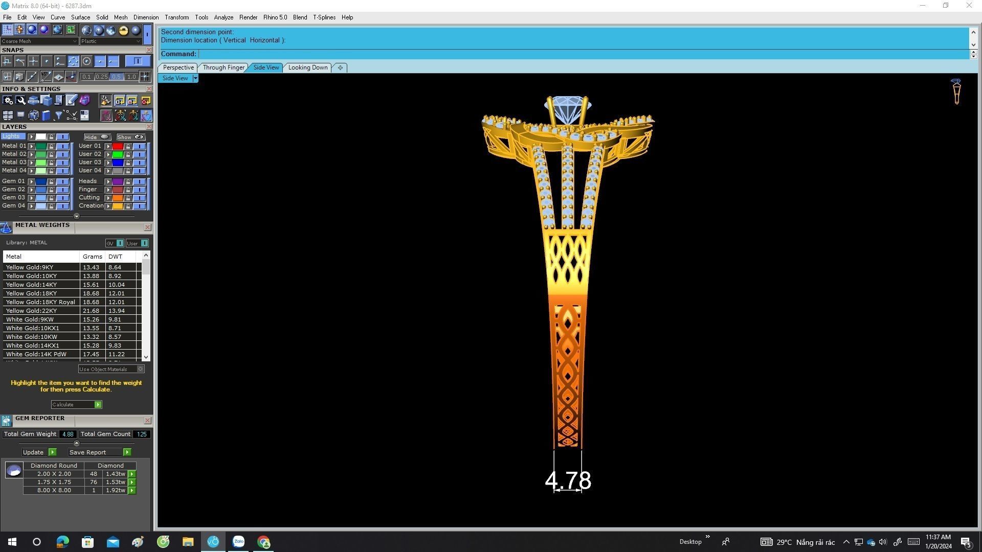 A6287 Luxury Vietnamese Diamond Women Bangle 3D print model_7