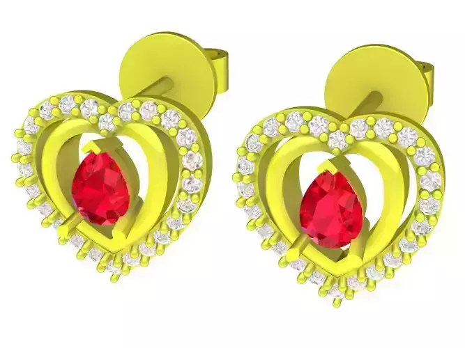 A6309 Heart Diamond Women Stud Earrings