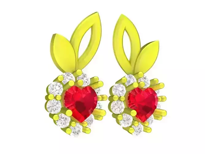 A6312 Heart Diamond Earrings 3D Model